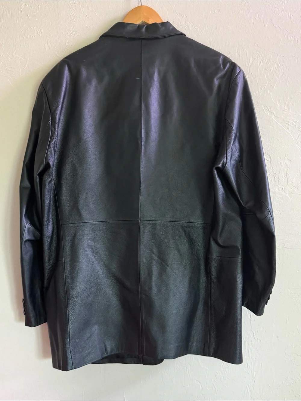 Vintage J Ferrar Leather Blazer Jacket Mens L Black Y2K 90s Minimalist Old Money